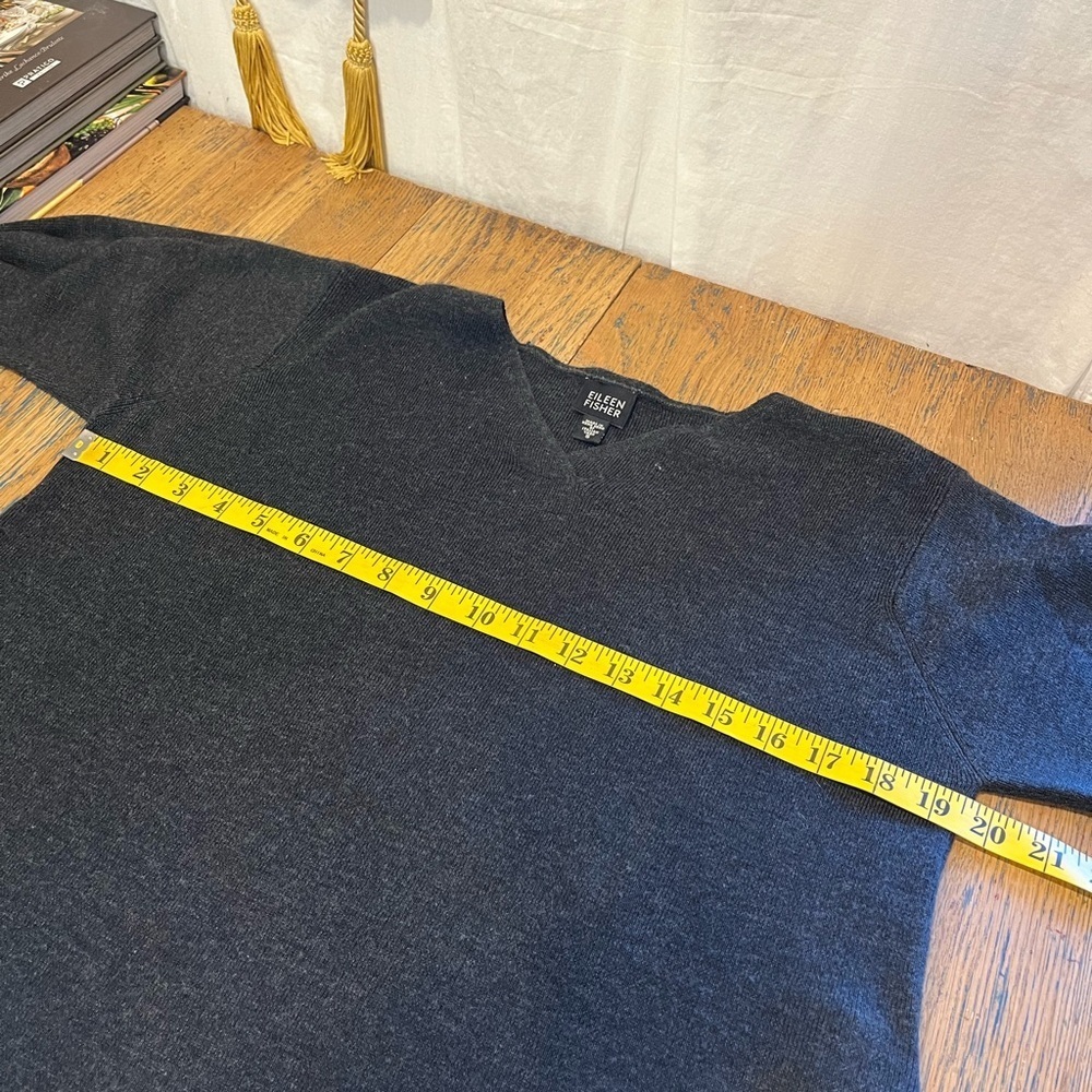 EILEEN FISHER Charcoal Merino Wool V-Neck Sweater – Size S - Picture 9 of 11